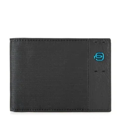 Portafoglio Piquadro Uomo con Portamonete in Pelle Chevron - Nero - PU257P16