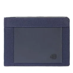 Portafoglio PIQUADRO Uomo con Portamonete In Tessuto e Pelle Blu Linea Orion - PU257S136R