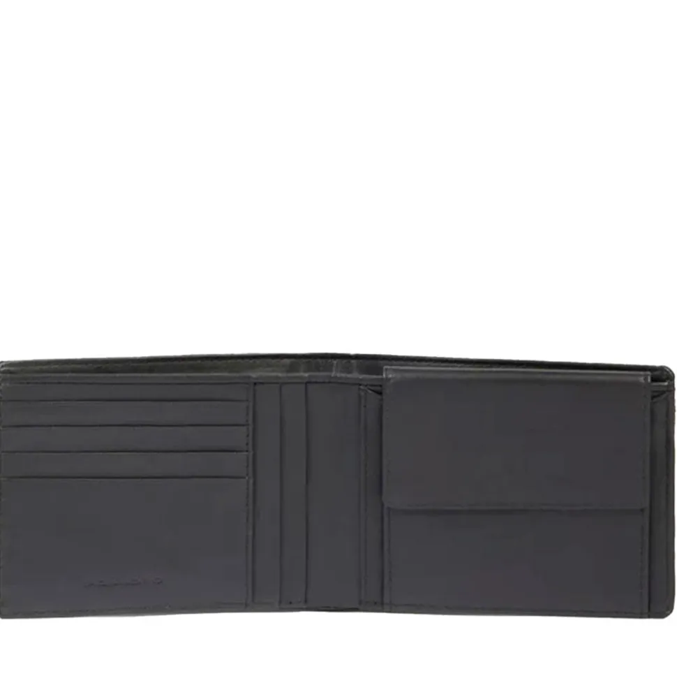 Portafoglio PIQUADRO Uomo con Portamonete In Tessuto e Pelle Colore Nero Linea Orion - PU257S136R