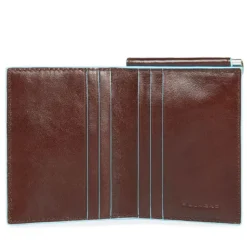 Portafoglio Uomo con Ferma Banconote PIQUADRO In Pelle Mogano Linea Blue Square - PU3890B2R