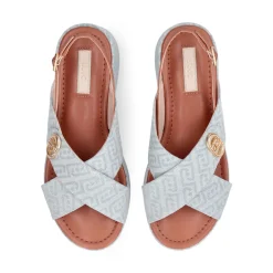 Sandali Donna con Zeppa LIU JO Flo 03 in Denim Monogram Light Blue
