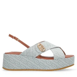 Sandali Donna con Zeppa LIU JO Flo 03 in Denim Monogram Light Blue