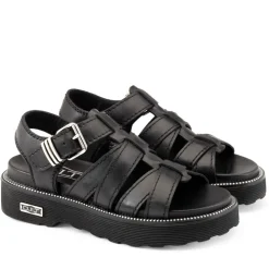 Sandali Donna CULT Ziggy 4775 in Pelle Nera con Fasce Frontali Intrecciate