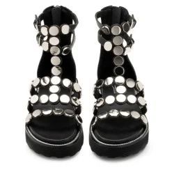 Sandali Donna CULT Ziggy 4771 in Pelle Nera con Borchie Piatte Applicate