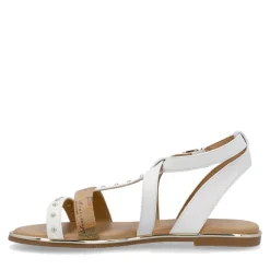 Sandali Flat 1A Classe Alviero Martini in Eco Nappa Bianca e stampa Geo Classic 2451