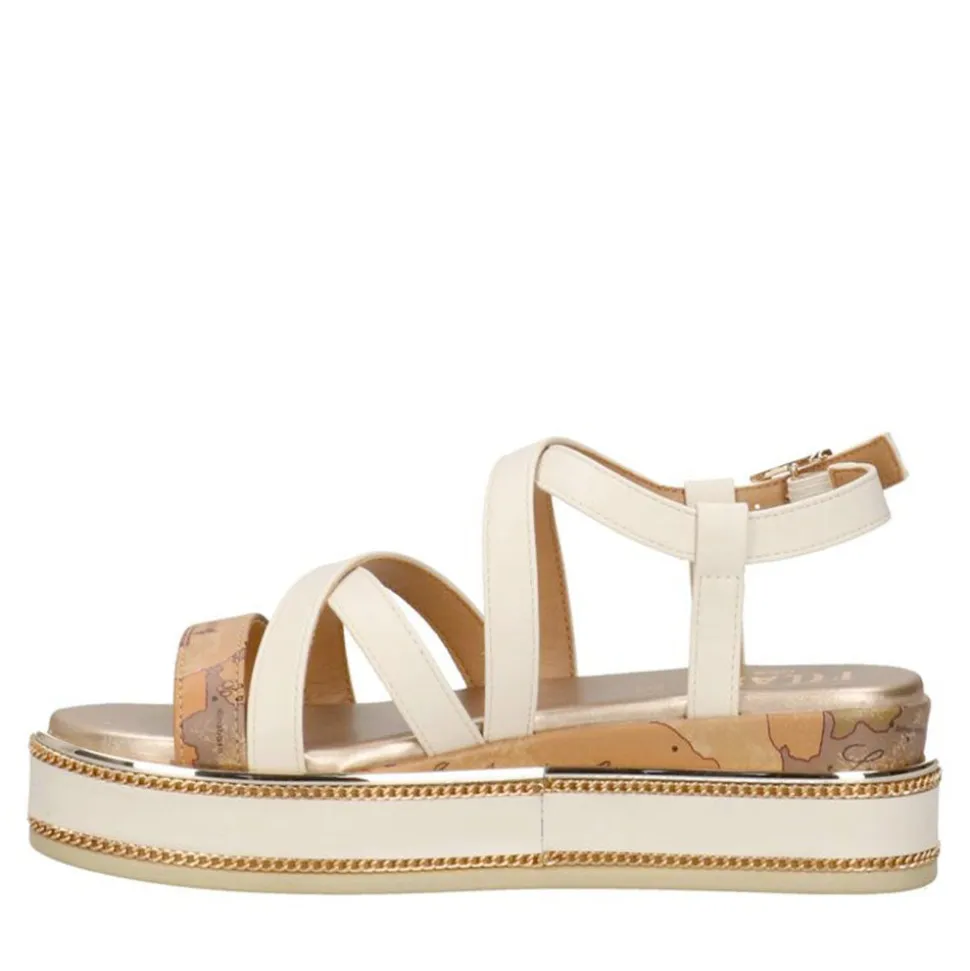 Sandali Platform 1A Classe Alviero Martini in Eco Nappa Bianco Sporco 2484