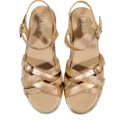 Sandali Platform 1A Classe Alviero Martini in Eco Nappa Oro Rosa e Geo Beige 2488