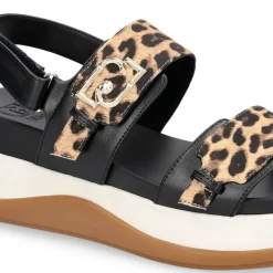 Sandali Platform Donna LIU JO Fiona 02 Neri con Inserti stampa Animalier