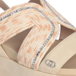 Sandali Platform LIU JO Frida 38 in Corda Almond e Peach con Strass