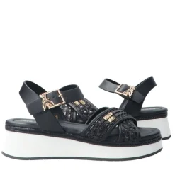 Sandali Platform PATRIZIA PEPE Girl linea Flyplat Sandal in Econappa Intrecciata Nera
