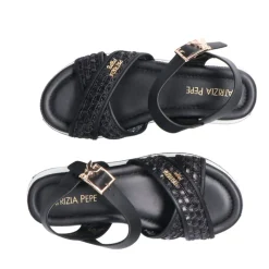 Sandali Platform PATRIZIA PEPE Girl linea Flyplat Sandal in Econappa Intrecciata Nera