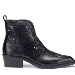 Scarpe Donna CULT Dolores Stivali Texani Bassi in Pelle Traforata Nera