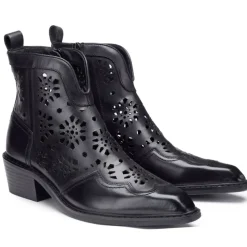 Scarpe Donna CULT Dolores Stivali Texani Bassi in Pelle Traforata Nera