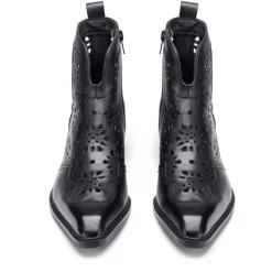 Scarpe Donna CULT Dolores Stivali Texani Bassi in Pelle Traforata Nera