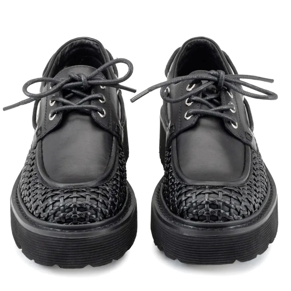 Scarpe Donna CULT Slash 4686 Mocassini Stringati in Pelle Traforata Nera