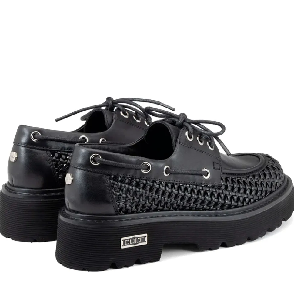 Scarpe Donna CULT Slash 4686 Mocassini Stringati in Pelle Traforata Nera