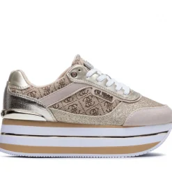 Scarpe Donna GUESS Sneakers Colore Beige - Marrone con Inserti Glitterati Linea Hansin