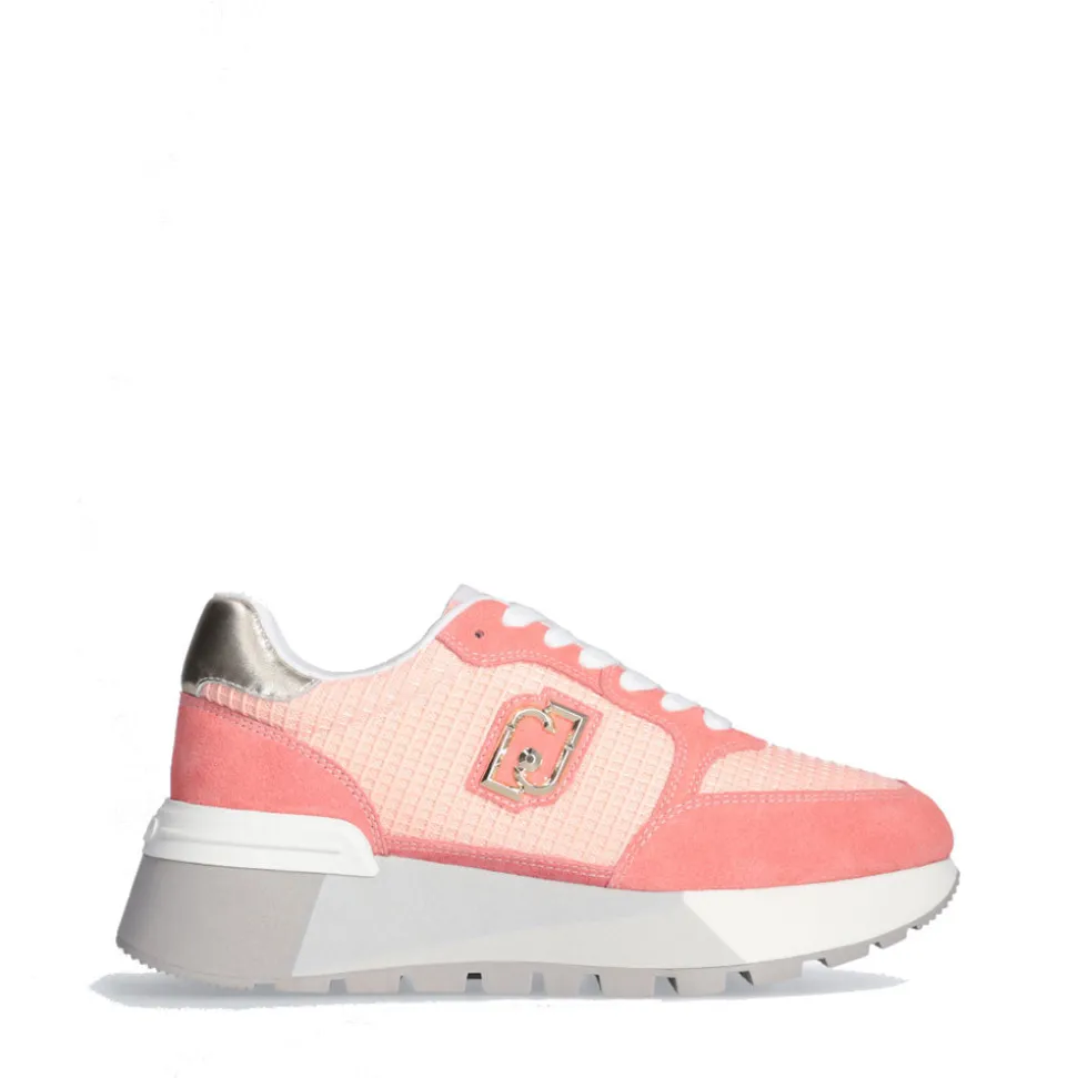 Scarpe Donna LIU JO Amazing 25 Sneakers Platform in Suede e Mesh color Pesca