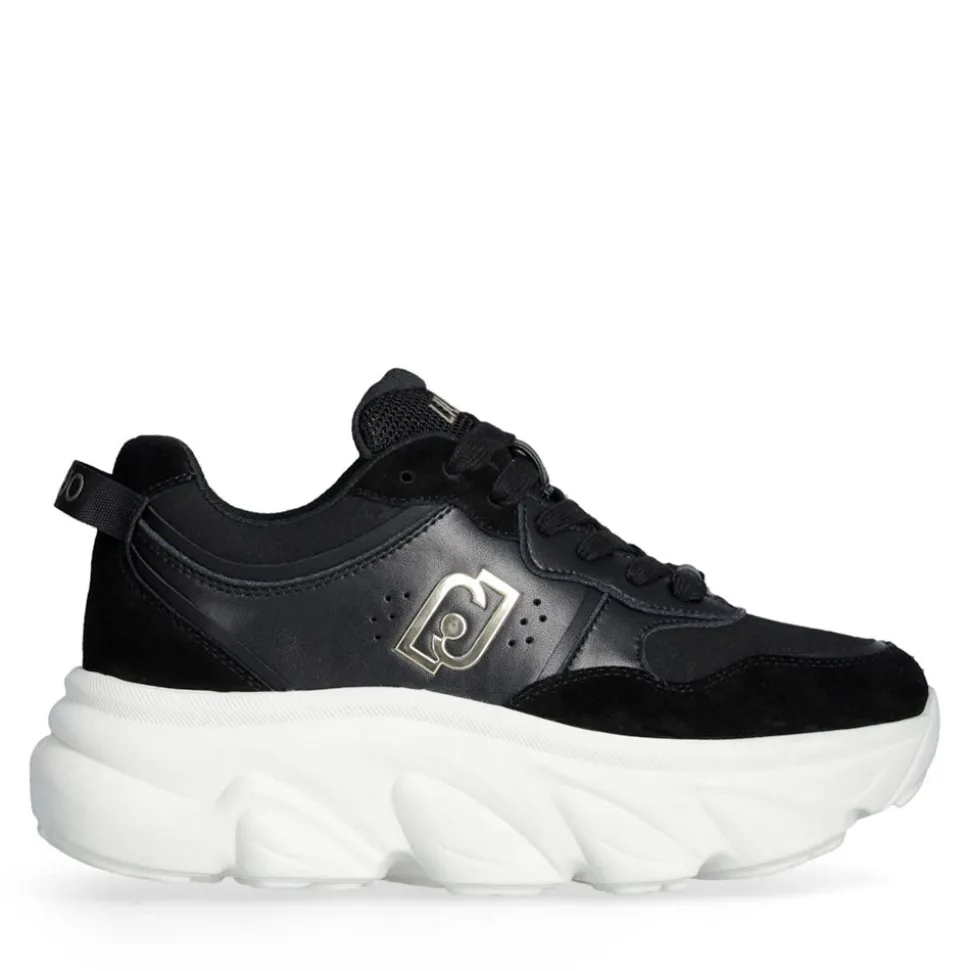 Scarpe Donna LIU JO Steffy 01 Sneakers Chuncky in Suede e Pelle Nera