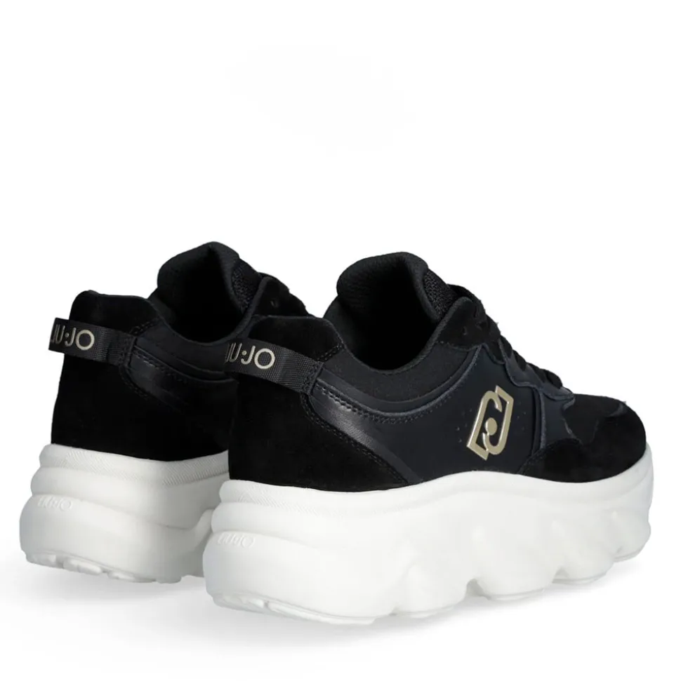 Scarpe Donna LIU JO Steffy 01 Sneakers Chuncky in Suede e Pelle Nera