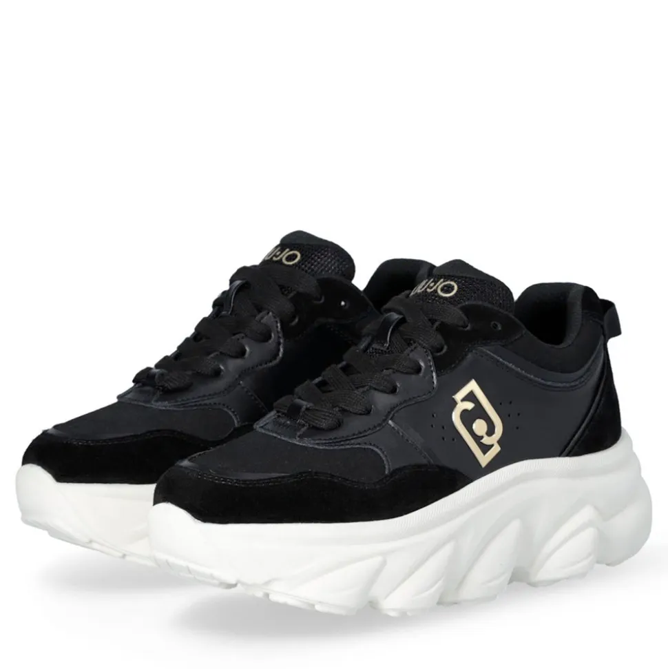 Scarpe Donna LIU JO Steffy 01 Sneakers Chuncky in Suede e Pelle Nera