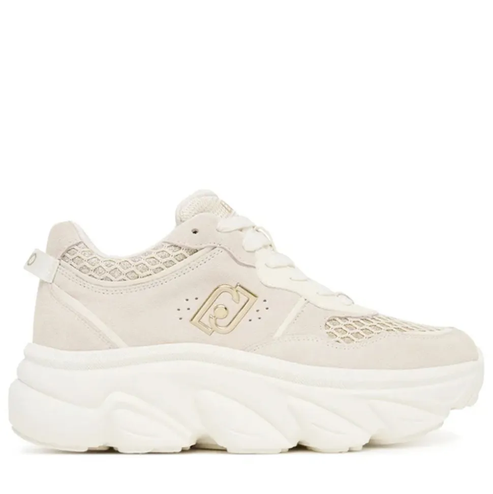 Scarpe Donna LIU JO Steffy 01 Sneakers Chuncky in Suede e Glitter color Latte
