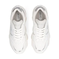 Scarpe Donna LIU JO Steffy 01 Sneakers Chuncky in Pelle Bianca con Inserto Glitter Argento