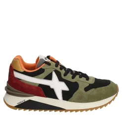 Scarpe Uomo W6YZ Sneakers Yak-M. in Suede e Tessuto Tecnico colore Militare Black Granata