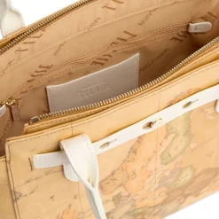 Shopping Bag Donna 1A Classe Alviero Martini linea Escape Geo stampa Geo Classic e Avorio LE60