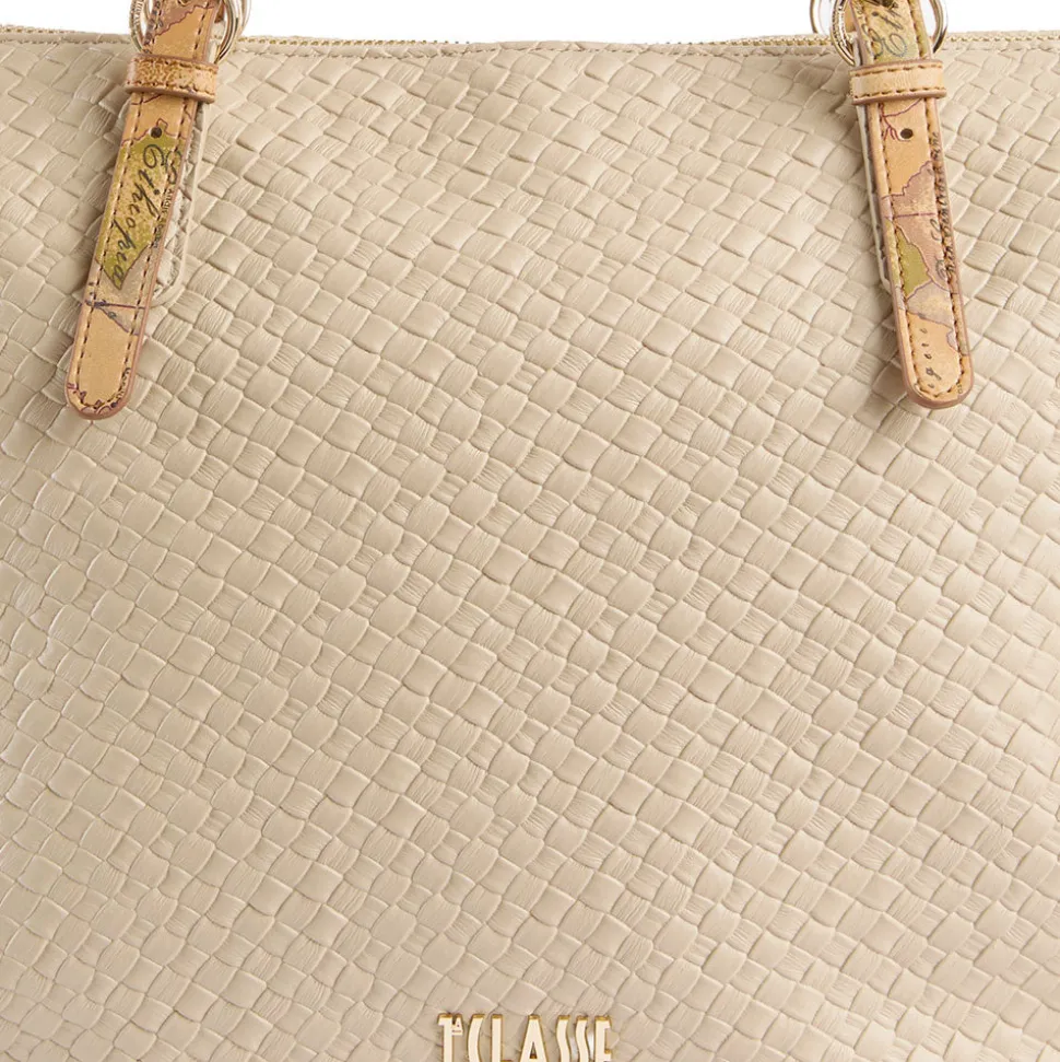 Shopping Bag Donna 1A Classe Alviero Martini linea Golden Dune effetto Intrecciato Sabbia LE42