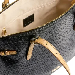 Shopping Bag Donna 1A Classe Alviero Martini linea Golden Dune effetto Intrecciato Nera LE42
