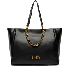 Shopping Bag Large Donna LIU JO Nera con Catena Decorativa