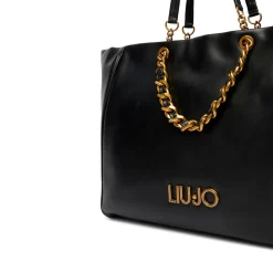 Shopping Bag Large Donna LIU JO Nera con Catena Decorativa
