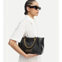 Shopping Bag Media Donna LIU JO Nera con Catena Decorativa