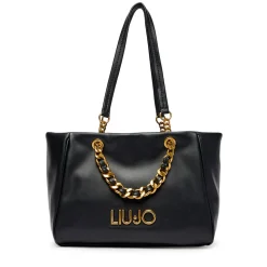 Shopping Bag Media Donna LIU JO Nera con Catena Decorativa