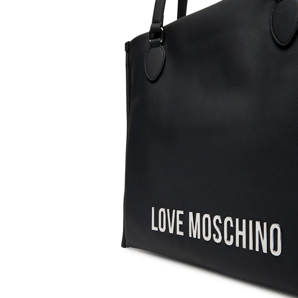 Shopping Bag Verticale LOVE MOSCHINO linea Bold Bag colore Nero e Nikel