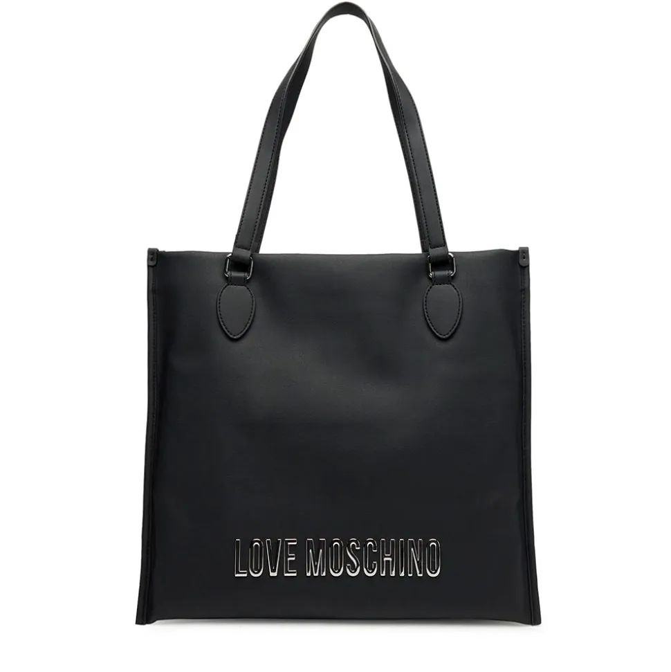 Shopping Bag Verticale LOVE MOSCHINO linea Bold Bag colore Nero e Nikel