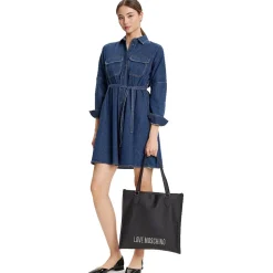 Shopping Bag Verticale LOVE MOSCHINO linea Bold Bag colore Nero e Nikel