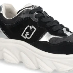Sneakers Chuncky Donna LIU JO Steffy 01 in Suede e Nylon Nero con Inserti Metallizzati