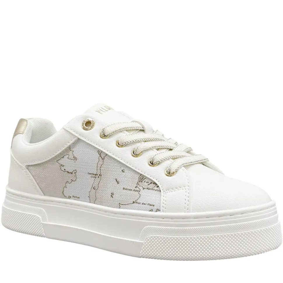 Sneakers Donna 1A Classe Alviero Martini in Eco Nappa Bianca e Geo Safari 2415