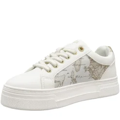 Sneakers Donna 1A Classe Alviero Martini in Eco Nappa Bianca e Geo Safari 2415