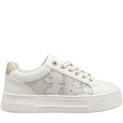 Sneakers Donna 1A Classe Alviero Martini in Eco Nappa Bianca e Geo Safari 2415