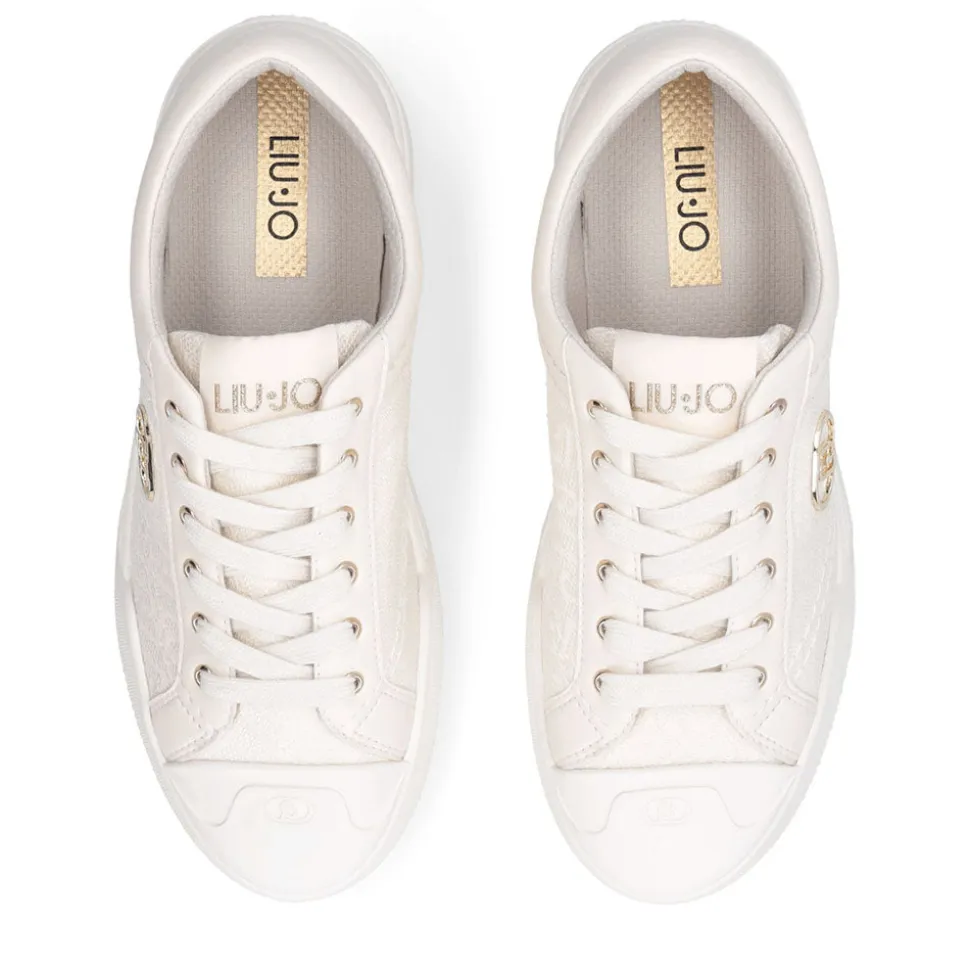Sneakers Donna LIU JO Benson 01 in Tessuto color Latte con Logo Monogram