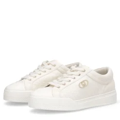 Sneakers Donna LIU JO Benson 01 in Tessuto color Latte con Logo Monogram