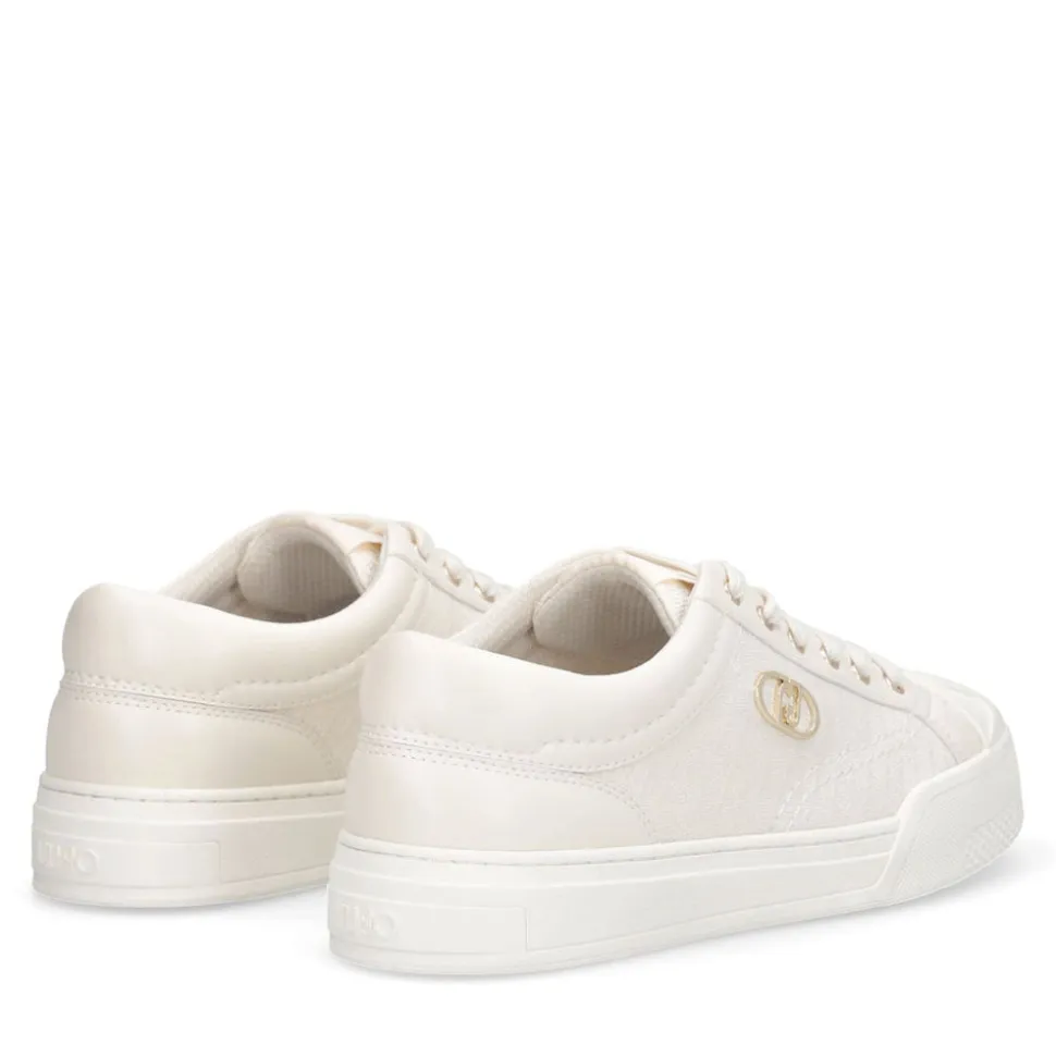 Sneakers Donna LIU JO Benson 01 in Tessuto color Latte con Logo Monogram
