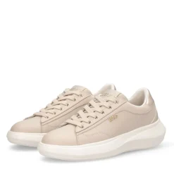 Sneakers Donna LIU JO Casper 01 in Pelle Beige con Inserto Laminato Oro