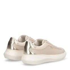 Sneakers Donna LIU JO Casper 01 in Pelle Beige con Inserto Laminato Oro