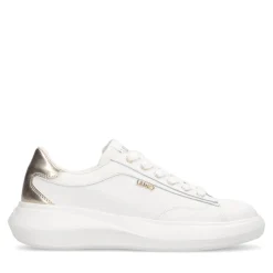Sneakers Donna LIU JO Casper 01 in Pelle Bianca con Inserto Laminato Oro