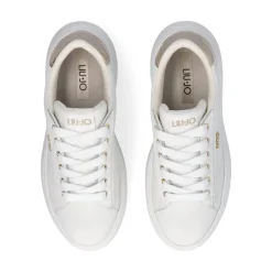 Sneakers Donna LIU JO Casper 01 in Pelle Bianca con Inserto Laminato Oro