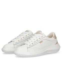 Sneakers Donna LIU JO Casper 01 in Pelle Bianca con Inserto Laminato Oro